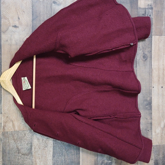 Vintage Orig. Salzburger Boiled pure new wool Marroon Coat Med women's - Picture 13 of 14